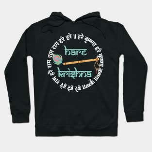 Hare Krishna Mantra Indian Flute Peacock Feather Tulsi Mala Hoodie